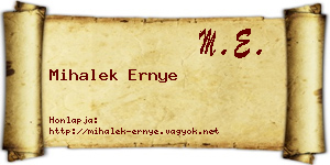Mihalek Ernye névjegykártya
